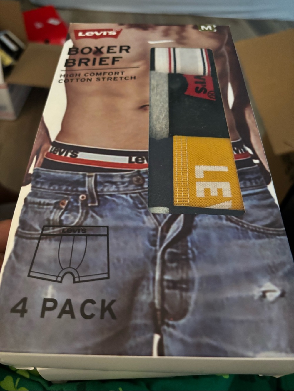 Levi's 4-Pack Boxer Briefs – Black, White, Yellow, Red.  2, 4 pack! Size medium